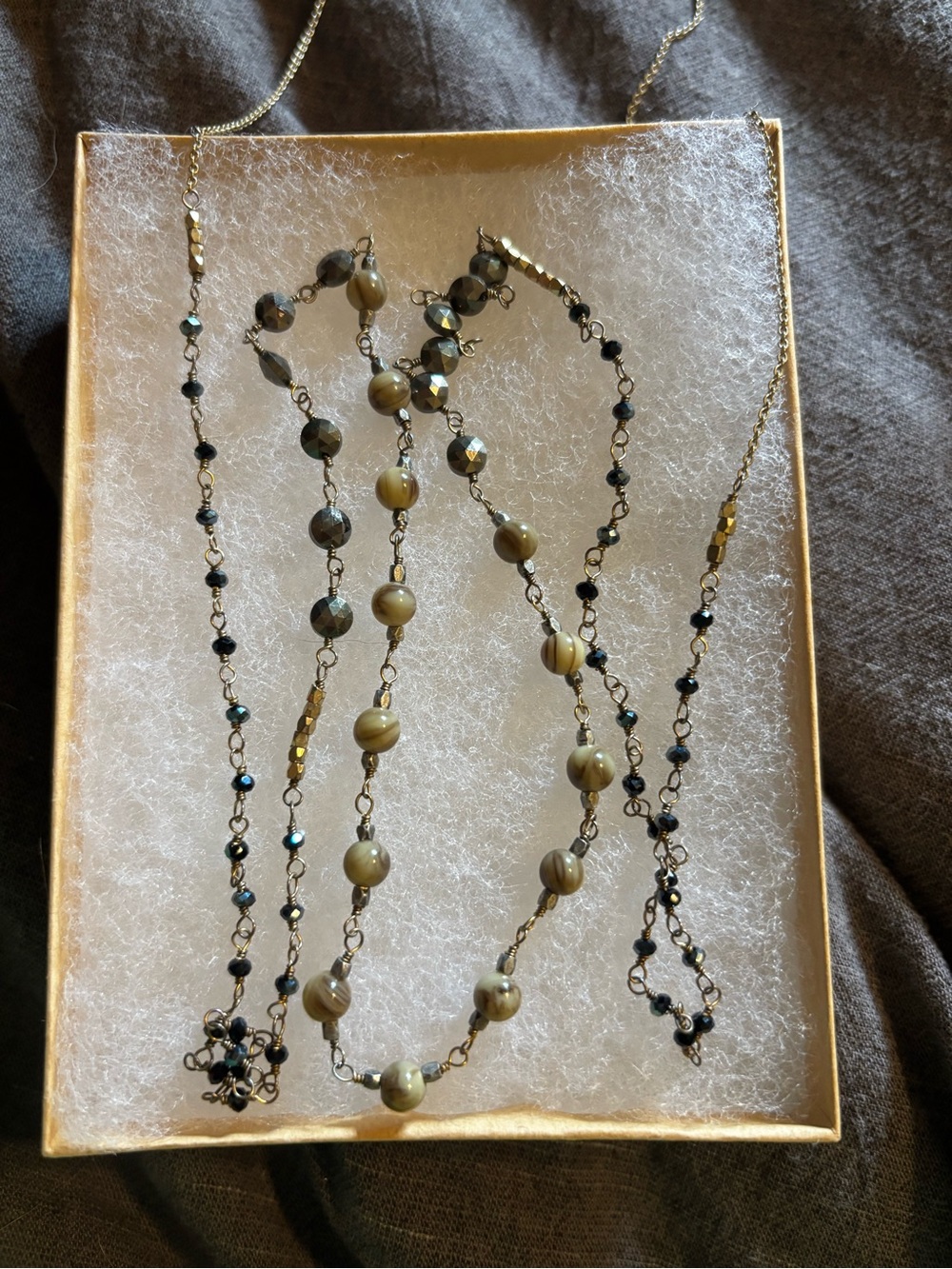 Agate Crystal Beaded Necklace Opera Lariat Boho Artisan Handmade